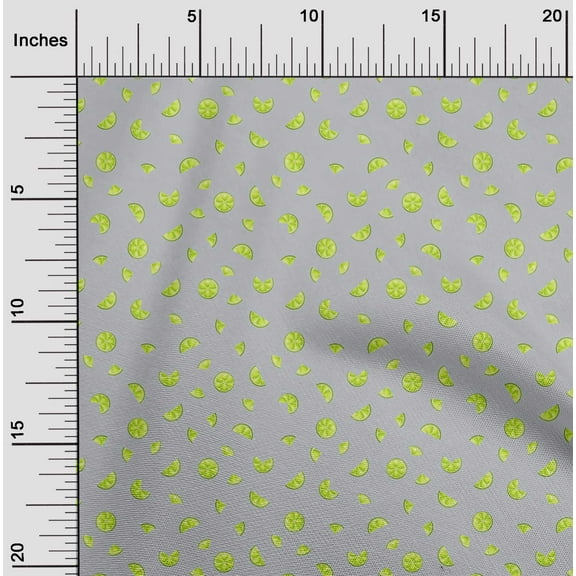 oneOone Organic Cotton Poplin Twill Fabric Lemon Slice Vegetable Printed Craft Fabric BTY 42 Inch Wide