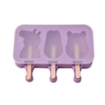 thumbnail image 1 of Paquete de 2 moldes de paletas de silicona con tapa, moldes de paletas de hielo caseros de 3 cavidades con 100 palitos de madera para molde de barra de helado de paletas de hielo Diy Jormftte CPB-US-WZY82, 1 of 5