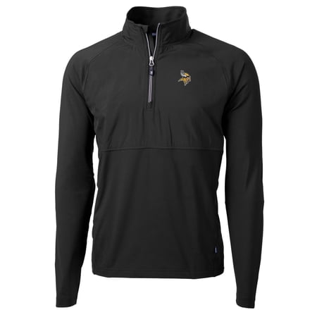 Men s Cutter & Buck Black Minnesota Vikings Adapt Eco Knit Hybrid Recycled Quarter-Zip Raglan Jacket