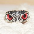 thumbnail image 1 of Bagues Hibou Design Charmant Mode 10 Couleurs Yeux Multicolores Argenté pour Femmes Hommes Punk Gothique Bague Ouverte Réglable Bijou de Fête Rouge Réglable, 1 of 6