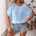 thumbnail image 3 of Lixiuxyad Stylish Women's T Shirts For Everyday Wear Casual Outings And Layering Soft Fabric Versatile Fit Wardrobe Staple Summer Tee Shirts,Blue XL, 3 of 6