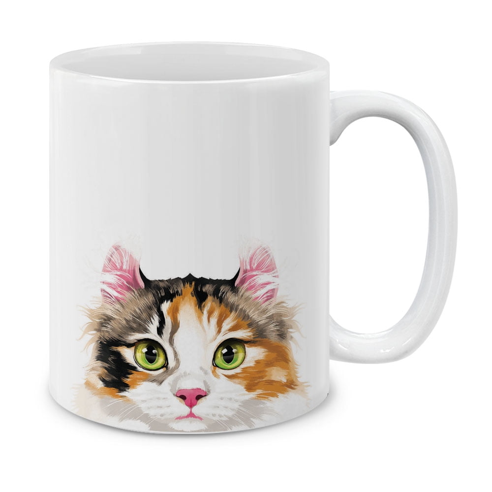 Download MUGBREW 11 Oz Ceramic Tea Cup Coffee Mug, Animal Design Calico American Curl Longhair Cat ...