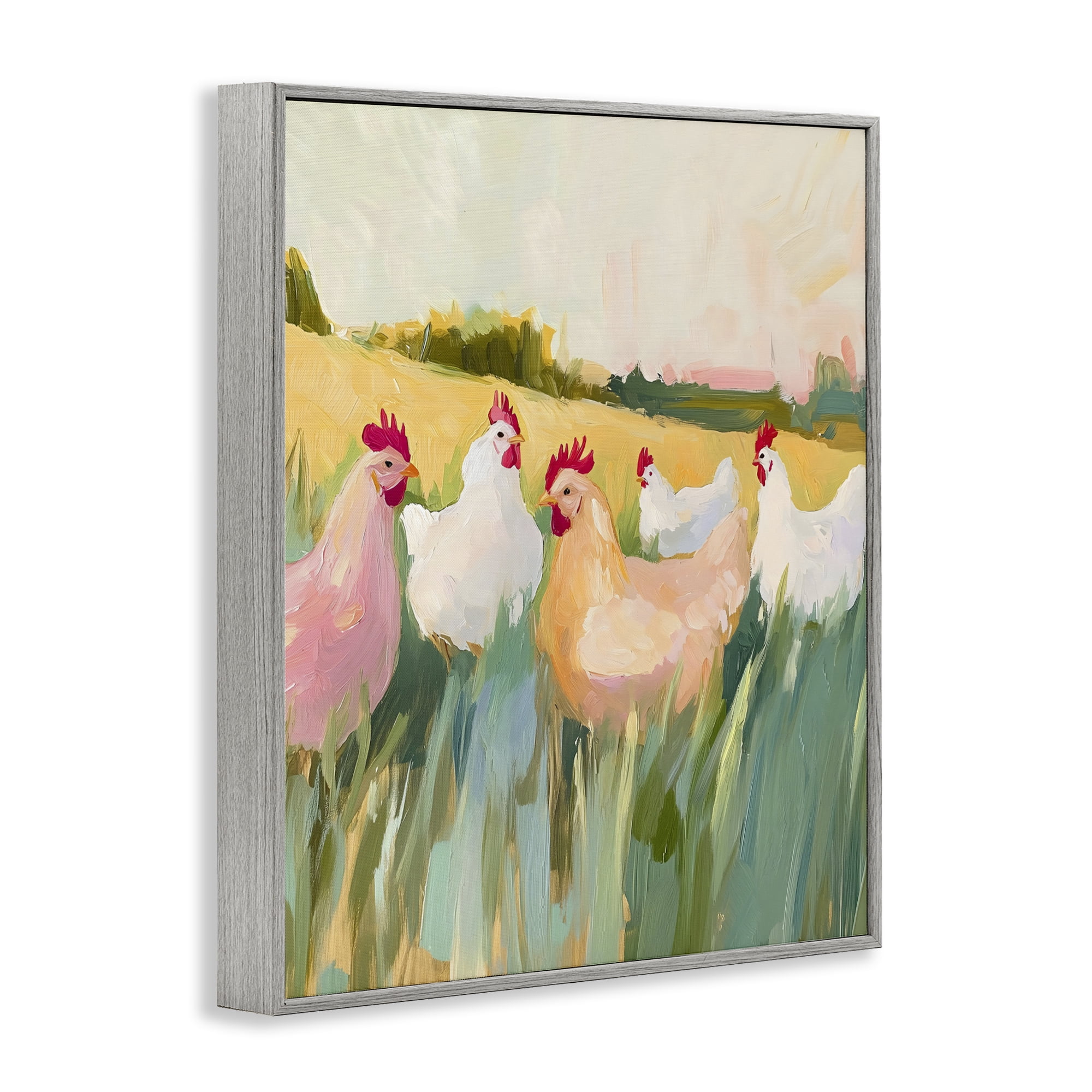Stupell Industries Sunlit Flock of Chickens Gray Framed Giclee Art, design by The Prints Vibe