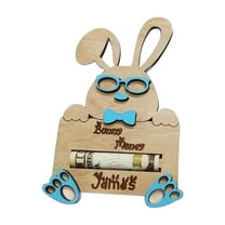 Easter Bunny Money Jar Unique Easter Gift Idea For Kids And S, Adorable Wood Coin Holder For Cash Or Gift Cards In Easter Baskets, Portable 4X6.5 Inch Bunny Money Holder For