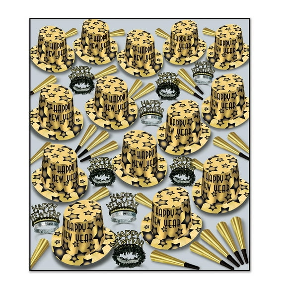 Beistle The Gem-Star Deluxe Gold Kit For 100 People for New Year's Eve