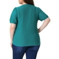 thumbnail image 3 of Agnes Orinda Women's Plus Size Tops Hollow Casual V Neck Short Sleeves Summer Blouse Shirts 3X Cyan, 3 of 6