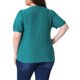 thumbnail image 3 of Blusas de verano de talla grande para mujer Agnes Orinda, con escote en V, mangas cortas y diseño hueco, 4X en color turquesa, 3 of 6