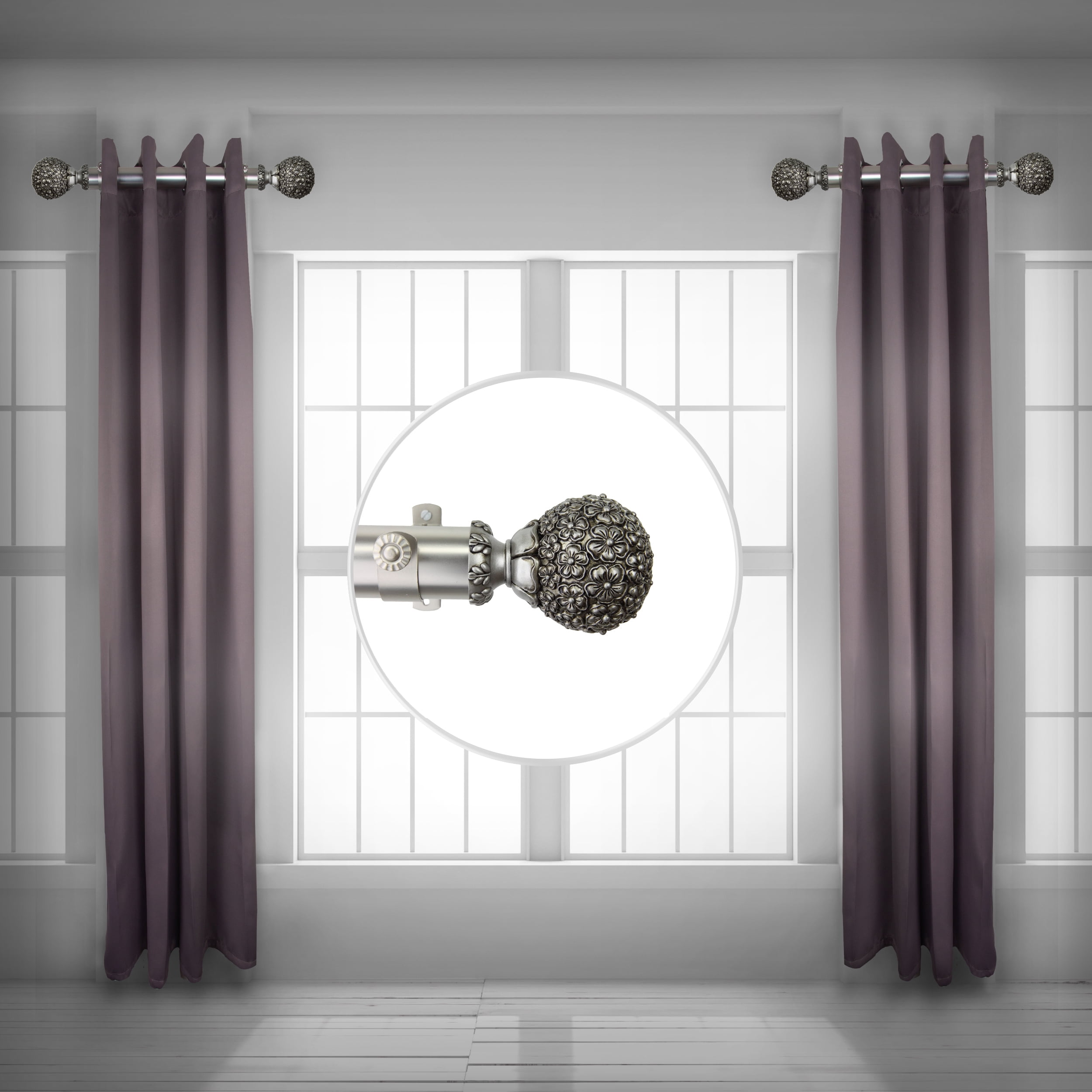 Eloise 1.5" Side Curtain Rod 18 inch Long (Set of 2) - Satin Nickel