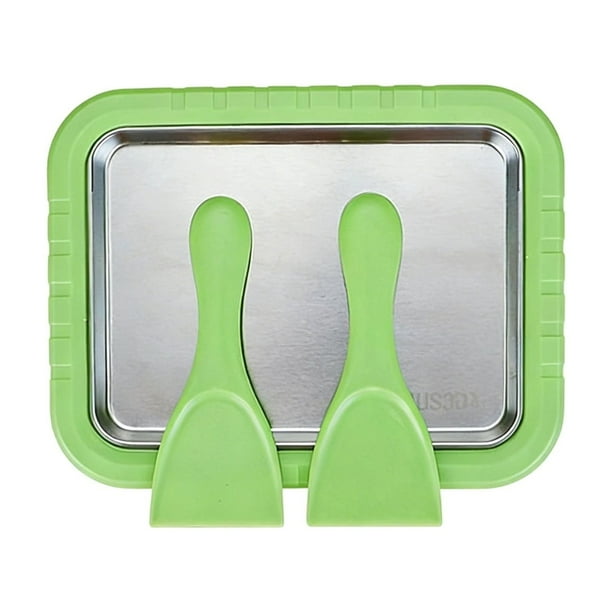 Kit para hacer helados con rodillo | Bandeja para hacer helados, sorbetes y yogures enrollados | Incluye 2 raspadores antiadherentes | Acero inoxidable, no necesita electricidad