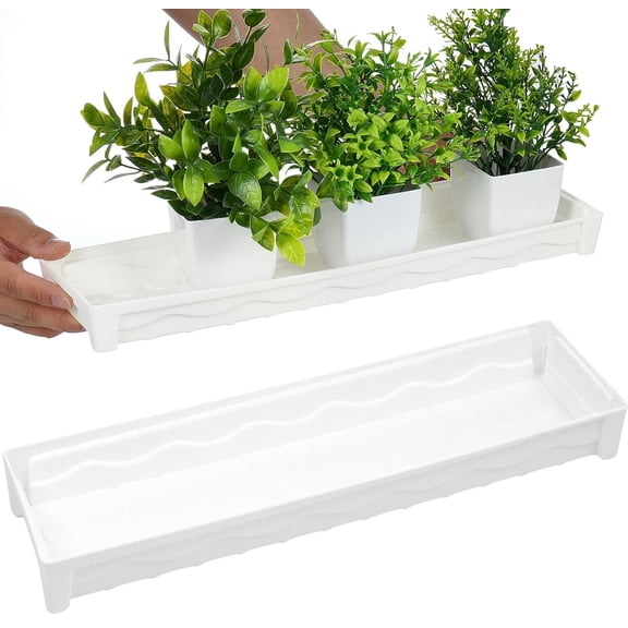 2 Pack Plastic Plant Saucers,Bexikou 16 inch Durable Plant Pot Trays,Plastic Flower Plant Pot Saucers Rectangular Drip Tray for Indoors Outdoors Succulent Pot Planter