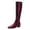 Darkred, variant on Women Square Toe Knee High Boots Side Zipper Chunky Low Heels All Weather Stylish Daily Wear Shoes Size 7 Wine Red