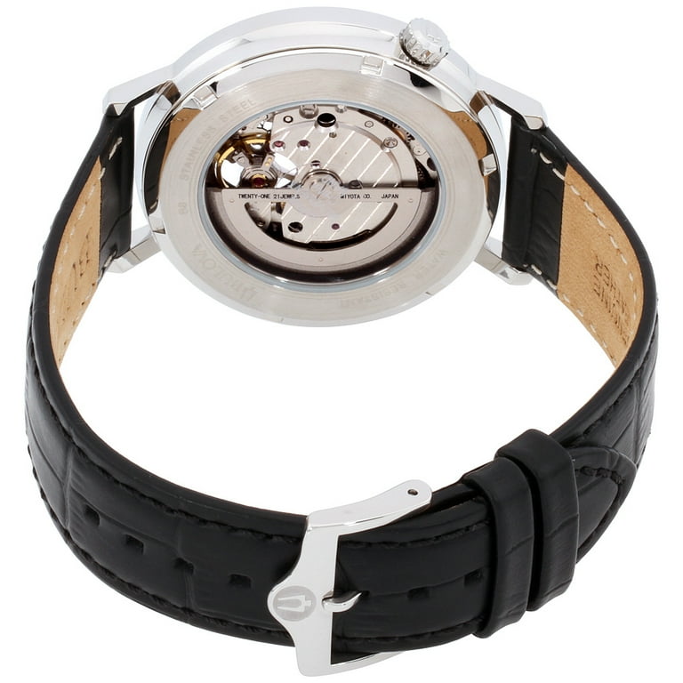 Black Dial Leather Strap Men's Watch 96A201 - Walmart.com