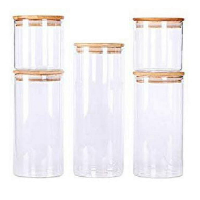 Petal Glass Jars With Bamboo Lids Set. For Kitchen Counter, Rice Jar, Candy  Jar, Flour and Sugar Containers Canisters, 23 /24.7 OZ Big Glass Jar with  Lid, Airtight Glass Storage 