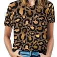 thumbnail image 2 of Gold And Brown Leopard T Shirt O Neck Oversized T Shirts Short Sleeve Street Style Tees Female Beach Trendy Custom Clot, 2 of 5