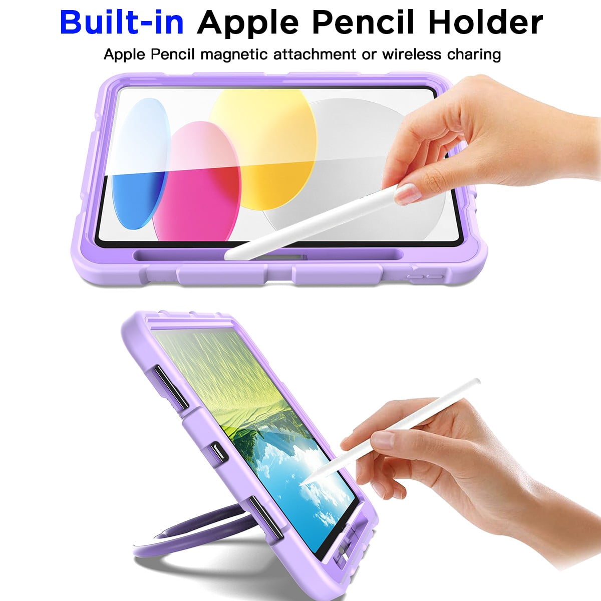 AICase For Apple iPad (A16) Case/iPad 11th Generation 11 Inch (2025) Shockproof Rugged Cover With 360 Rotating Stand Built-in Pencil Holder come with a Screen Protector