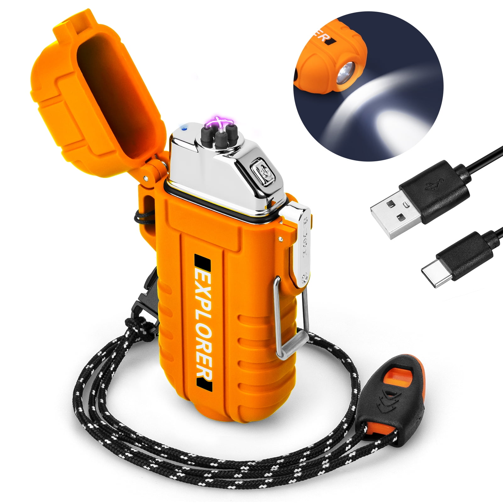 Waterproof Lighter Outdoor Windproof Lighter Dual Arc Lighter Electric