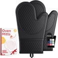 thumbnail image 1 of Juego de 2 guantes de cocina Kitsure de silicona resistentes al calor, color negro, 1 of 8