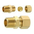 thumbnail image 1 of Conector de tubo de latón de 2 piezas, 5/16" OD x 1/4" NPT macho, unión de compresión de latón, adaptador de acoplamiento recto de latón para tubo de 5/16", 1 of 6