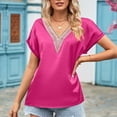 thumbnail image 6 of Mittory Womens Short Sleeve Sexy Summer Tops Lace Trim V Neck Blouses for Women Fashion Tops Dressy Casual Shirts, 6 of 7