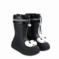 thumbnail image 2 of Cute Rain Boots for Women Big Eye Drawstring Cuff Mid Calf Rain Boots Waterproof Windproof Adjustable Slip On Garden Work Footwear, 2 of 6