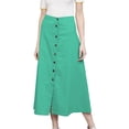 thumbnail image 2 of Women's Cotton A-line Button Front High Waist Front Slit Knee Length Skirt, Color : Sea Green, Size: XL, 2 of 6