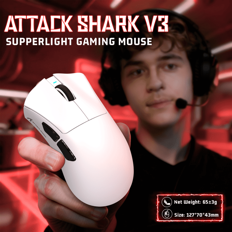 Attack Shark V3 Wireless Gaming Mouse, White photo 2