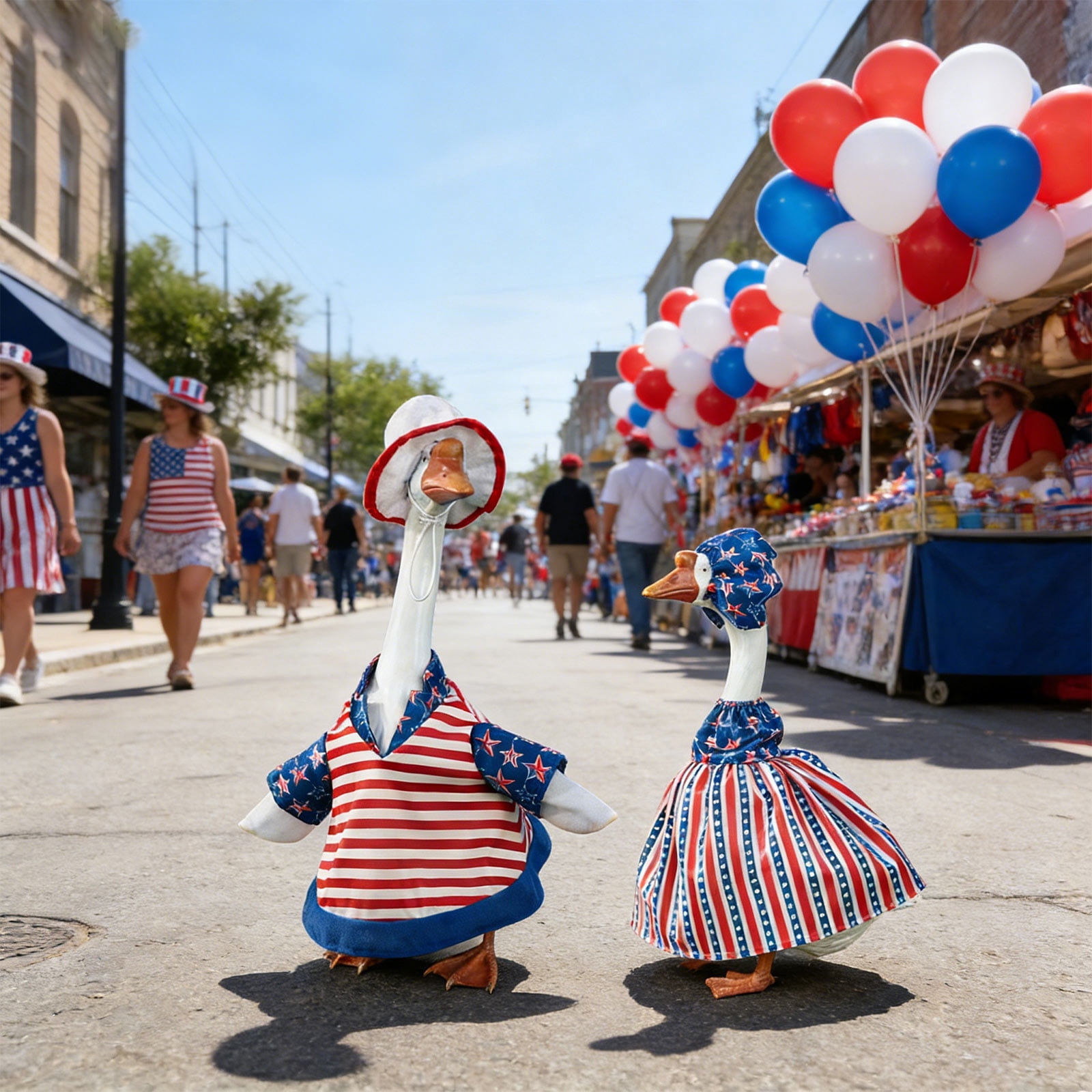 4th of July Porch Goose Outfit 17 Inch Party Decoration Patriotic Red White Blue Independence Day 1776-2026 Memorial Day Garden Yard USA Gifts