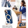 thumbnail image 3 of XUCP-for iPhone 15 Case [Compatible with MagSafe], iPhone 15 Phone Case with Magnetic Ring Holder Stand, Plating Edge Soft TPU Shockproof Protective Case 6.1 Inch, Blue, 3 of 4