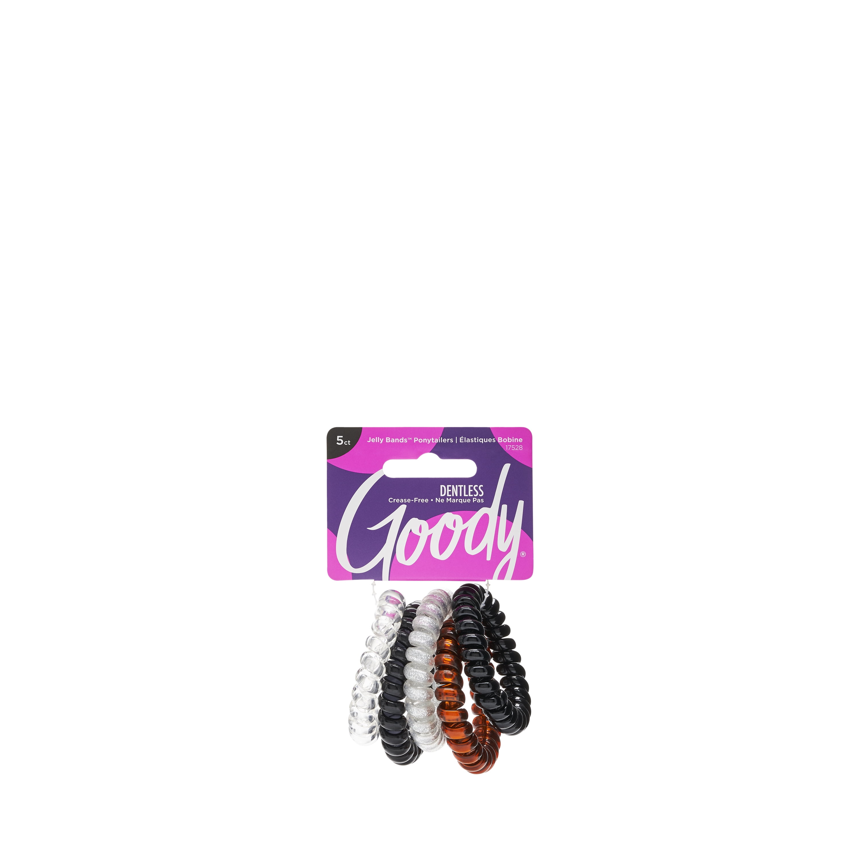 (2 pack) Goody Ouchless Jelly Band Coil, Small Ponytail Holders, Assorted Colors, 5 Ct