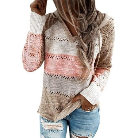 Hooded plain loose long sleeve knitting sweaters best sale