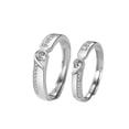 thumbnail image 2 of Couple Rings Sterling Silver Heart Shaped with Gem Inlays Adjustable Opening 925 Silver Purity Romantic Rings Holiday Gift for Her and Him Anniversary Jewelry, 2 of 6