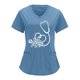 thumbnail image 1 of Tops Para Mujer Uniforme de Trabajo Tops Cuello en V Monos de Color Sólido Impresión de Posicionamiento Parcial Manga Corta Odeerbi  ODB178712, 1 of 6