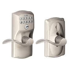 Schlage Camelot Satin Nickel Electronic Door Lock with Accent Door Lever