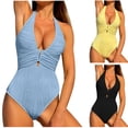 thumbnail image 1 of Sentmoon Bikini Sets for Women Spaghetti Strap Plus Size Women Swimsuit Ladies' and Fashionable Solid Color Suspender Bikini Beach Swimsuit Active for Surfing & Water Sports Yellow S, 1 of 8