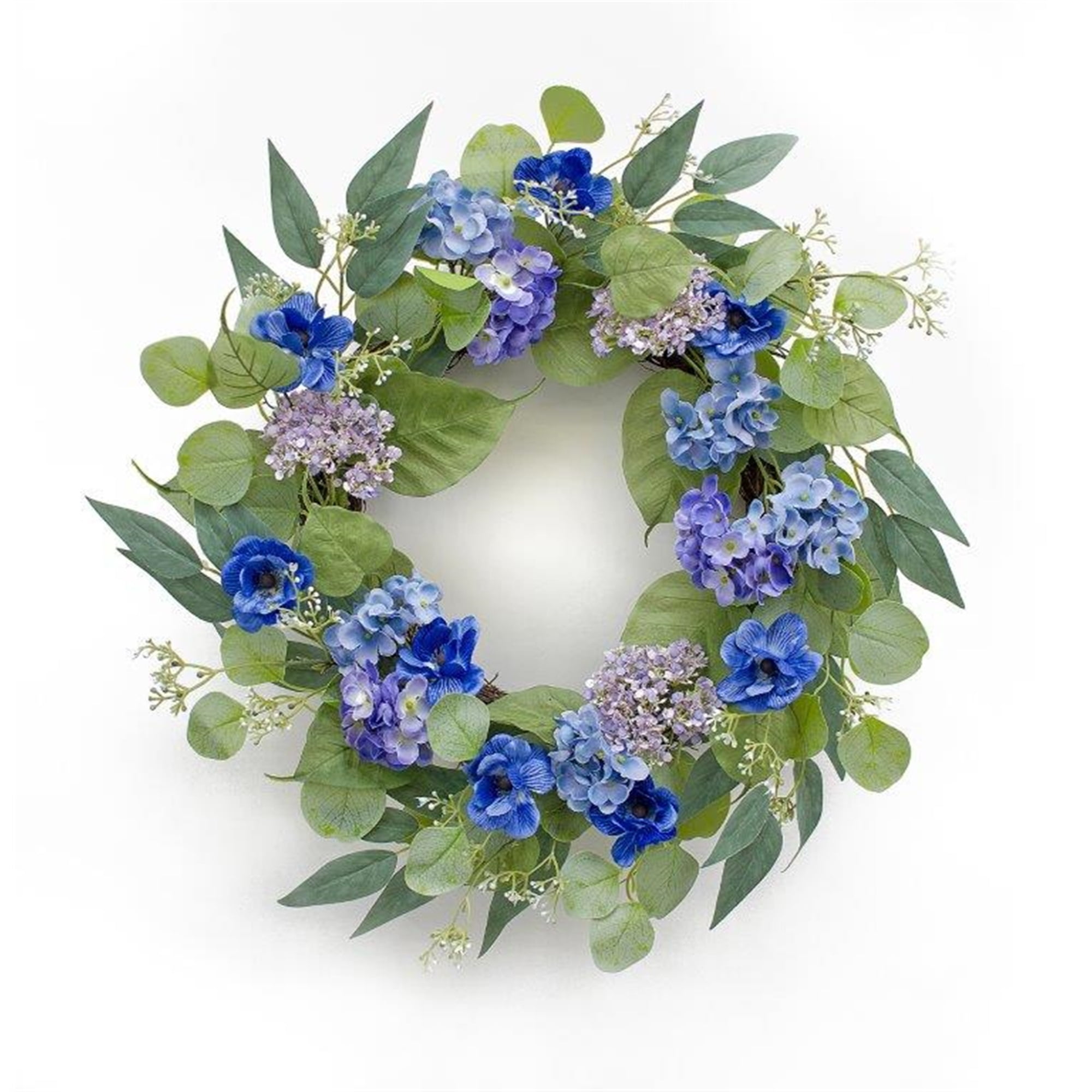 Anemone and Hydrangea Wreath 20.5"D Polyester