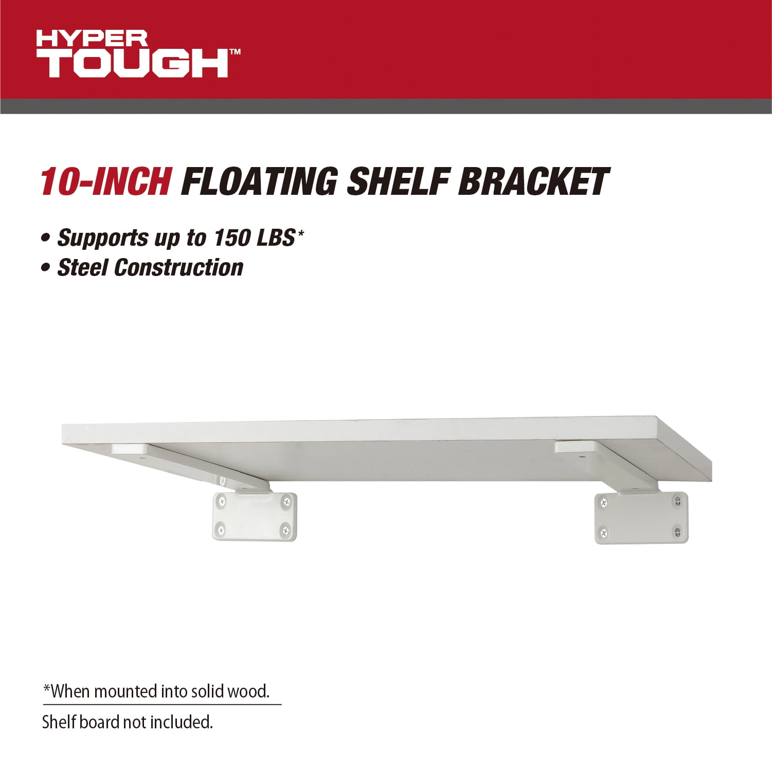 Hyper Tough 10-inch x 4-inch Floating Shelf Bracket, White