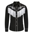 thumbnail image 2 of Conairie Men's Western Cowboy Shirts Long Sleeve Embroidered Shirts Slim Fit Casual Button Down Shirt with Pockets Light Black L, 2 of 6
