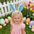 thumbnail image 6 of Ovzne Easter Bunny Ears Headband – Blue Fleece Hair Hoop with Spring Flowers for Holiday Parties, 6 of 6