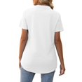 thumbnail image 5 of Gibobby Camiseta de manga corta con cuello en V Camiseta suelta informal con cuello en V para mujer, blusa manga corta con estampado(Blanco,CH), 5 of 5
