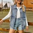 thumbnail image 3 of SWSMCLT Women's Denim Vest Long Tank Top Fall Vintage Fashion Button Down Spring Pocket Sleeveless Top Blue Medium, 3 of 4