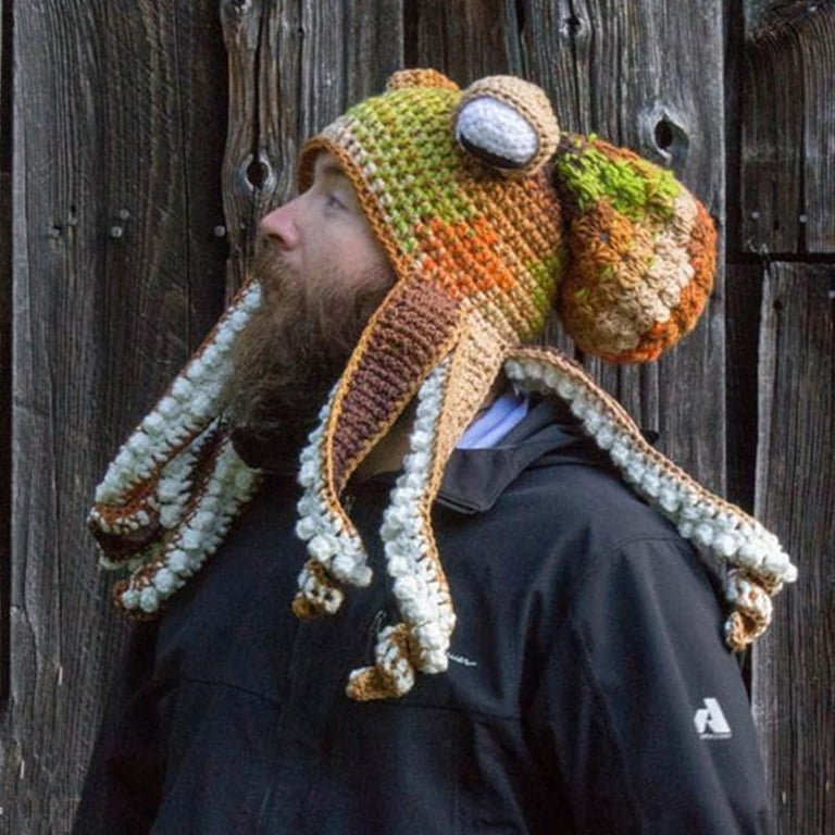Funny Octopus Novelty Hat with Tentacles for Adults Amazon.com: Crochet Octopus Hat Winter Headwear,Octopus  main image 3