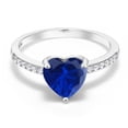 thumbnail image 2 of Gem Stone King 925 Sterling Silver Blue Created Sapphire Ring for Women (1.14 Cttw, Heart Shape 8MM, Available in Size 5, 6, 7, 8, 9), 2 of 5