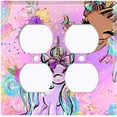 thumbnail image 3 of Metal Light Switch Plate Cover Purple Unicorn Rose Fairy Universe UNI007, 3 of 13