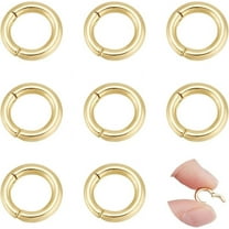 8Pcs 10mm Real 18K Gold Plated Spring Clasp Ring Round Clasps Enhancer Shortener Clasps for Necklaces Bracelet Jewelry Making DIY