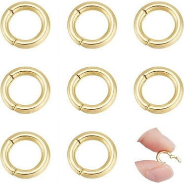 8Pcs 10mm Real 18K Gold Plated Spring Clasp Ring Round Clasps Enhancer Shortener Clasps for Necklaces Bracelet Jewelry Making DIY