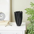 thumbnail image 2 of DecMode 10" Abstract Dimensional Ribbed Tulip Black Ceramic Vase with Angular Rim, 2 of 9