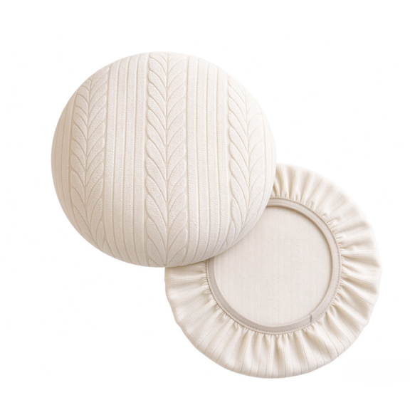 Bar Stool Cushion 12-14 Inch Soft Round Seat Cushions Non Slip Round Bar Cushions Chair Pad Washable Bar Stool Covers with Elastic Bottom (White)