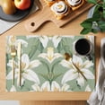 thumbnail image 2 of Spring Floral Placemats Set of 12, Rustic Watercolor White Gradient Yellow Flower Green Leaf Non-Slip Place Mats Washable Table Mats for Kitchen Dining Table Decorations Indoor/Outdoor, 2 of 9