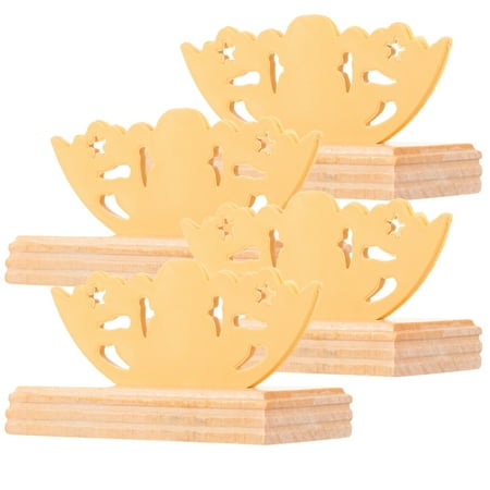 

NUOLUX 4pcs Sturdy Wooden Folding Fan Display Stand Exquisite Circular Fan Holder Vintage Style Fan Base