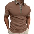 thumbnail image 1 of Cathalem Mens Knit Polo Shirts Classic Button Basic Short Sleeve Shirt Solid Color Cotton Tees Golf Stylish Tops,Coffee XXXXL, 1 of 4